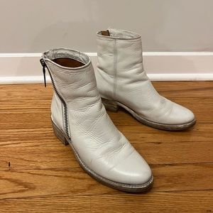 Gently Used Frye Zip Up Ankle Boots, White, US 6